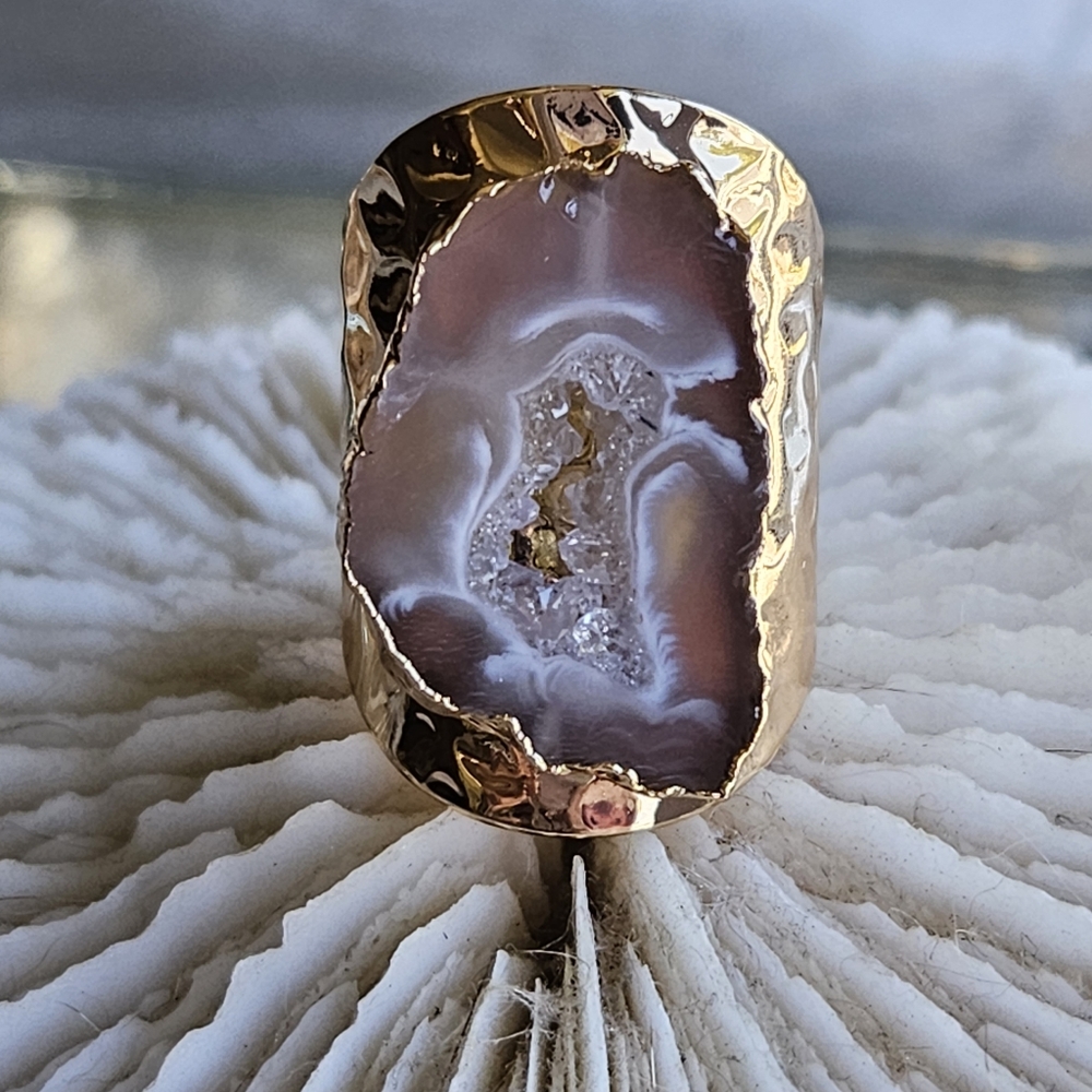 Adjustable Agate Ring Size 8+